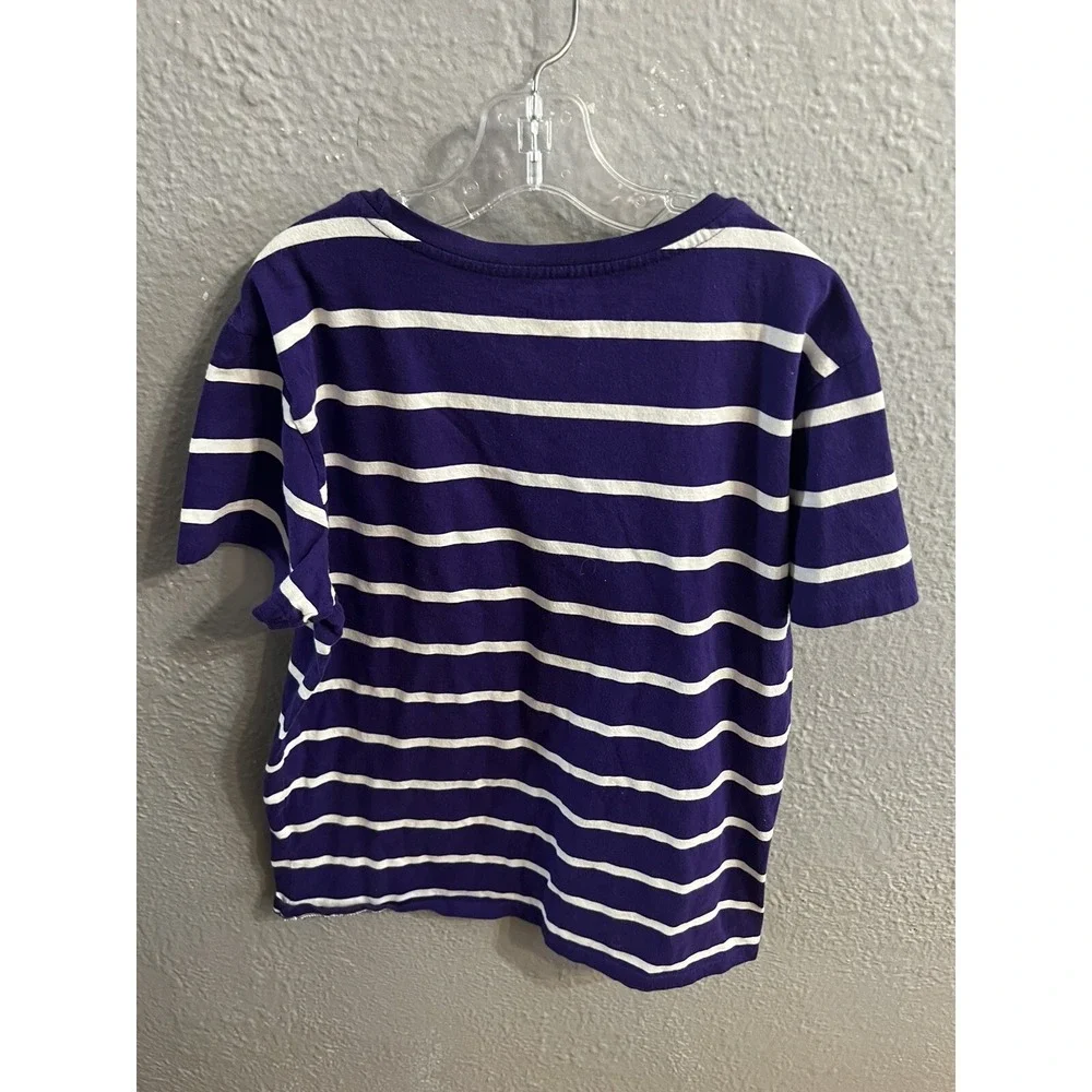 Boys Polo‎ Ralph Lauren Short sleeve size Large Purple White Striped